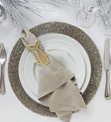 Gold Napkin Rings Set of 6, Table Setting Centerpiece Decor Napkins Ring Holders, Napkin Ring Packs for Family Holiday Dinner, Fancy Banquet & Wedding Decorations for Reception- Mermaid - style: Gold - Mermaid