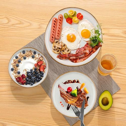 Herogo 24Pcs Plates and Bowls Dinner Set, Stoneware Dinnerware Dishes Sets for 8, Ceramic Dishware Tableware Includes Dinner Salad Plates, Soup Bowls, Microwave & Dishwasher Safe, Pearl White - color: Pearl White, size: 8 Set (24pcs)