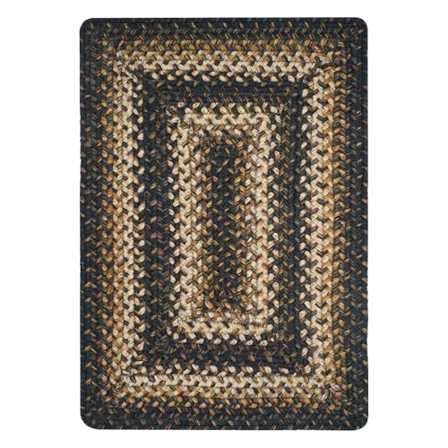 Homespice Kilimanjaro Jute Braided Placemats, Rect 13x19 Set of 6 | Black and Tan Everyday and Holiday Table Mats, Rich Colors, Reversible, Durable and Easy to Clean - color: Kilimanjaro