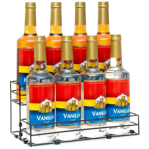 8 Bottles Coffee Syrup Organizer, 2 Tier Syrup Stand, Syrup Rack | Coffee Syrup Holder for Coffee Bar Station, Syrup Rack Organizer,Wine Rack for Countertop, Bottle Rack for Cocktail, Dressing - size: 2-Tier