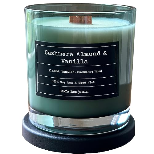 100% Soy, Highly Scented, Hand Poured Soy Candle (Cashmere Almond & Vanilla (Wooden Wick)) - style: Cashmere Almond & Vanilla (Wooden Wick)