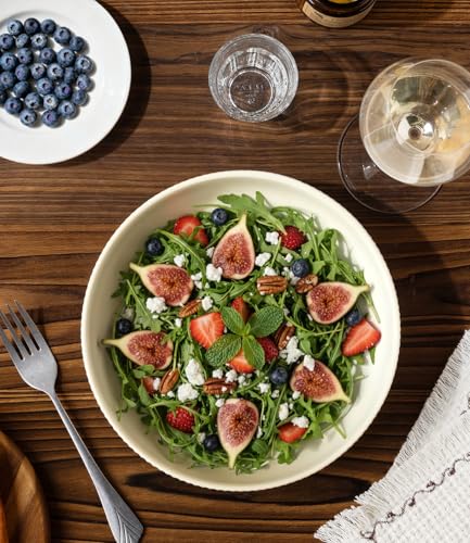 8.5" Ceramic Pasta Bowls Set of 4, Salad Bowls | Versatile Serving Bowls for Pasta, Salad, Fruit & Noodles, Housewarming & Wedding Gift, Beige - color: Beige, size: 8.5 Inch