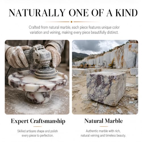 Marble Pedestal Tray, One-of-a-Kind Marble Veining, Decorative Display Riser for Coffee Table, Bathroom Vanity & Kitchen Counter, Stand for Candles, Perfume & Jewelry, Timeless Luxury