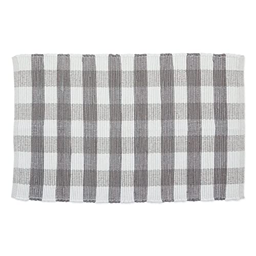 DII Buffalo Check Rug Collection, Hand Dyed Reversible Chindi Rug, 26x40, Gray - color: Grey, size: 2'2" x 3'4" (Rectangular)