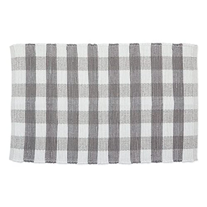 DII Buffalo Check Rug Collection, Hand Dyed Reversible Chindi Rug, 26x40, Gray - color: Grey, size: 2'2" x 3'4" (Rectangular)