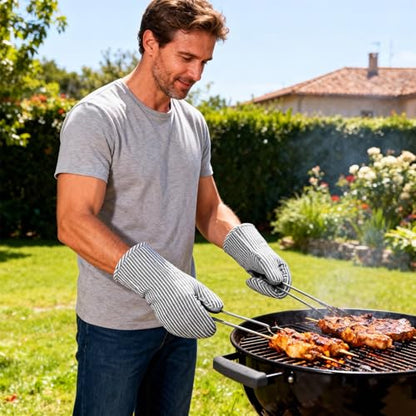 4 Pcs Oven Mitts and Pot Holders Heat Resistant Oven Mitts Sets Non Slip Oven Mitt and Pot Holders for Baking Cooking