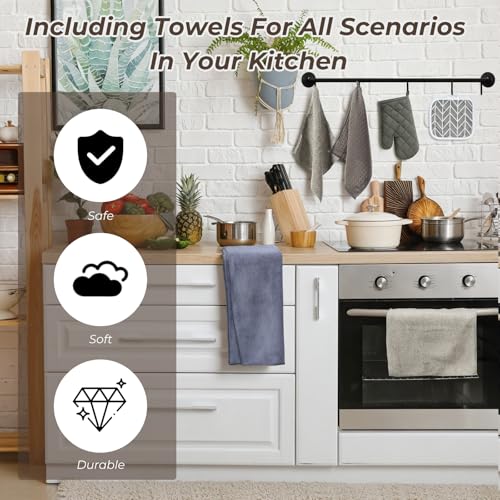 27 Pcs Kitchen Towels and Dish Cloths Set, Heat Resistant Oven Mitts Pot Holders Kitchen Absorbent Towels Dish Rags Dishcloths Reusable for Cooking, Grilling, Baking