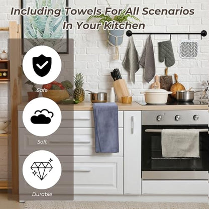 27 Pcs Kitchen Towels and Dish Cloths Set, Heat Resistant Oven Mitts Pot Holders Kitchen Absorbent Towels Dish Rags Dishcloths Reusable for Cooking, Grilling, Baking