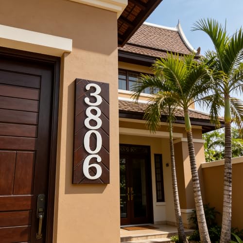 Personalized Vertical Address Plate,House Number Sign,House Numbers Sign for Outside,Custom Wood Address Numbers for House Modern House Numbers,Street Name Address Sign,Great Housewarming Gifts Idea (vertical address signs) - color: vertical address signs