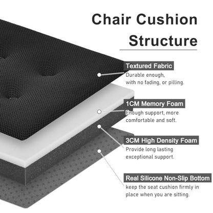 baibu 12 Inches Memory Foam Square Stool Cushions with Ties, Dual-Layer Design Breathable Square Chair Pads Seat Cushions with Non-Slip Bottom - One Pad Only (12", Black) - color: Pure Black, size: 12x12x1.5 Inch (Pack of 1)