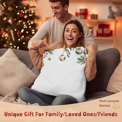 Christmas Throw Blanket, Poinsettia Balls Birds Berries Super Soft Warm Flannel Blankets for Bed Couch Sofa Xmas Winter Botanical Lightweight Fluffy Plush Bed Throws 50x60 Inch - color: White Red, size: 50''x60''