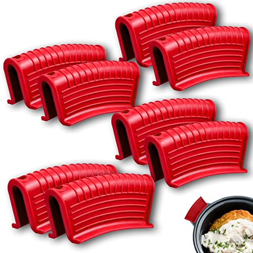 8 Pack Cast Iron Pot Assist Handle Covers with High Heat Resistance, Anti-slip Silicone Skillet Handle Cover for Any Frying Cast Iron Skillet Metal Pan, Washable Reusable Rubber Pot Holder Sleeves Red - size: Red-8 Pack