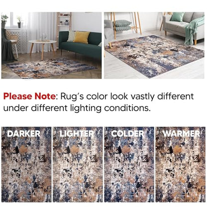 Keen Home Design Throw Rugs - 24"x36" Non-Shedding, Thick Pile Abstract Rugs for Kitchen, Living Room, Bedroom, Dining Room, Entryway - Size: 2' x 3', Skies Multi - color: Skies Multi, size: 2' x 3' (Rectangular)