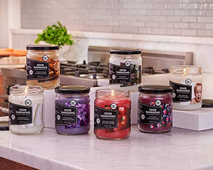 Baby Powder Odor Eliminating Highly Fragranced Candle - Eliminates 95% of Pet, Smoke, Food, and Other Smells Quickly - Up to 80 Hour Burn time - 12 Ounce Premium Soy Blend - color: Baby Powder