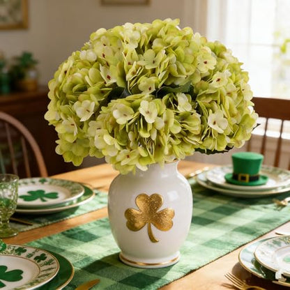 Kimura's Cabin 6pcs Hydrangea Artificial Flowers Silk Hydrangeas,Neon Green | Faux Hydrangeas with Stems Fake Bouquets,Wedding Party Arrangement Farmhouse Garden Home Table Centerpieces Decor Vase Filler - color: Neon Green