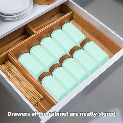 6Pcs 4 oz Square Glass Spice Jars with Label, Empty Spice Containers with Wooden Lids, Square Seasoning Containers and Supplement Set, Small Seasoning Bottles for Salt, Sugar, Pepper (Turquoise) - color: Turquoise