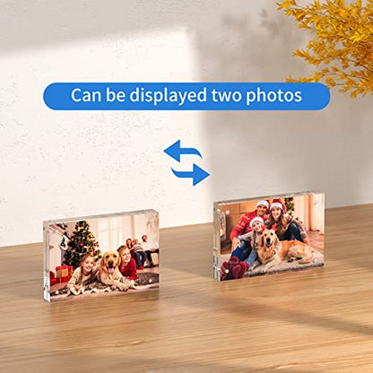 NIUBEE 4x6 Acrylic Picture Frame, Photo Frame 20% Thicker Block | Shatterproof &Safe, 95% High Transparency, UV protection, Double-sided display Magnetic Desktop Frames for Picture Display - size: 4x6"(1 Pack)