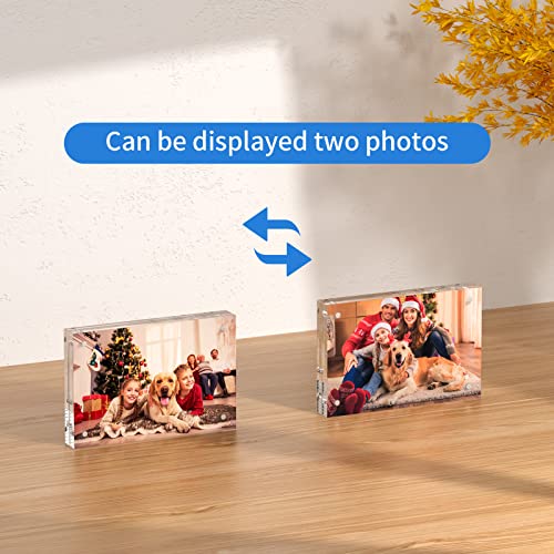 NIUBEE 4x6 Acrylic Photo Frames 5 Pack, Clear Desktop Double Sided Magnetic Picture Display - size: 4x6"(5 packs)