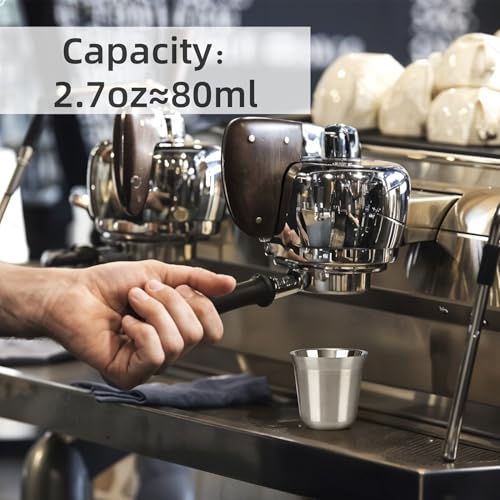 RECAPS 80ml Stainless Steel Espresso Cups Set (Stainless Steel) | 2 Pack Double Wall 304 Stainless Steel Demitasse Cups 2.7oz (Small Cup) - color: Silver