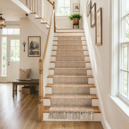 Long Entry Hall Runner Rug, 2.6x14 ft Kitchen Carpet | Washable Boho Bedroom Rug, Tan Modern Farmhouse Braided Woven Cotton Carpets Runners for Bedside, Entry - color: Tan/Cream, size: 2.6' x 14' (Rectangular)