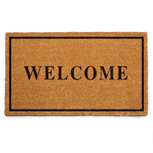 Coco Coir Door Mat with Heavy Duty Backing, Welcome Doormat, 17.5”x30” Size, Easy to Clean Entry Mat, Beautiful Color and Sizing for Outdoor and Indoor uses, Home Décor - color: Welcome