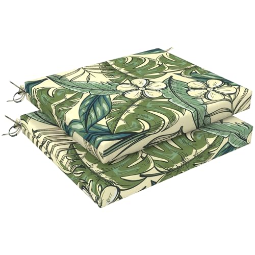 LVTXIII Outdoor Seat Cushions Seasonal Replacement Chair Cushions, Patio Chair Pads with Ties for Dining Chairs and Garden Furniture, Square Back, 18.5"x16"x2", 2 Pack, Tropical Paradise - color: Tropical Paradise, size: 18.5"x16"x2" ( Set of 2 )