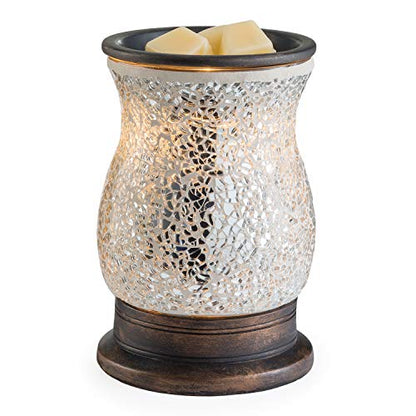 Candle Warmers ETC. Illumination Fragrance Warmer- Light-Up Warmer for Warming Scented Candle Wax Melts and Tarts or to Freshen Room, Reflection Mosaic Silver Glass - size: Reflection