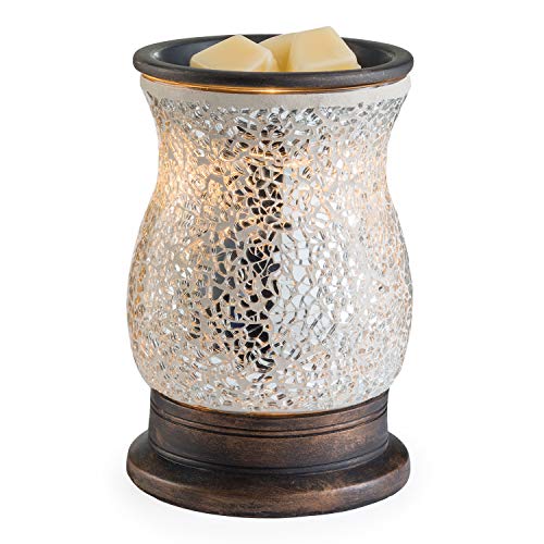 Candle Warmers ETC. Illumination Fragrance Warmer- Light-Up Warmer for Warming Scented Candle Wax Melts and Tarts or to Freshen Room, Reflection Mosaic Silver Glass - size: Reflection