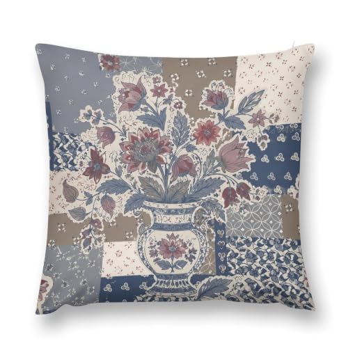Floral Vase Patchwork Throw Pillow Covers | Floral Decorative 24"x24" Pillows Case Soft Cushion Covers for Couch Sofa Home Decor - color: Style, size: 24" x 24" (Pack of 1)