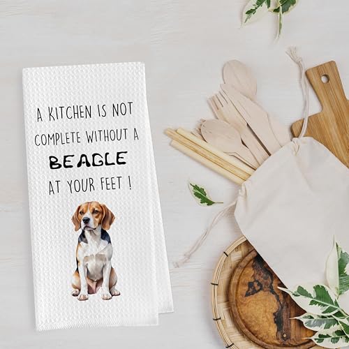 Funny Beagle Dish Towels Set - Beagle Gifts Decorative Waffle Weave Kitchen Towels, Hand Towel, Tea Towel (16×24 Inches, Set of 2) - color: Beagle