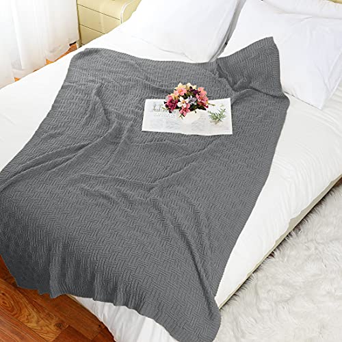 uxcell 100% Cotton Knit Throw Blanket, Cable Decors Grey 47x70 - color: Grey