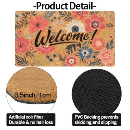 FGSS Spring Summer-Welcome-Door-Mats Flowers-Holiday-Doormats 17X29 Inch - color: Floral Welcome Mat