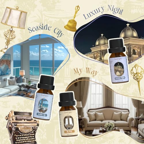 Soulorigin Hotel Fragrance Oils Set, Essential Oil Gift Set for Diffuser, Hotel Scent Diffuser Oil, Diffuser Scents Oil for Home, White Tea, Jasmine Mint, Sandalwood, Luxury Night, Seaside, Myway - color: Hotel