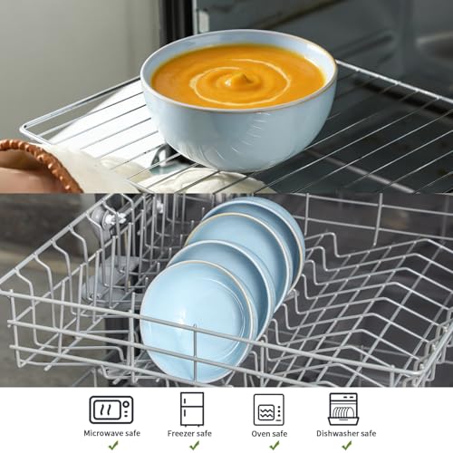 Cereal Bowls, 24 oz Ceramic Bowls Set of 4, Stoneware Bowl Set for Salad, Kitchen, Soup, Dessert, Ramen, Dishwasher and Microwave Safe, Skyblue - color: SkyBlue, size: Set of 4
