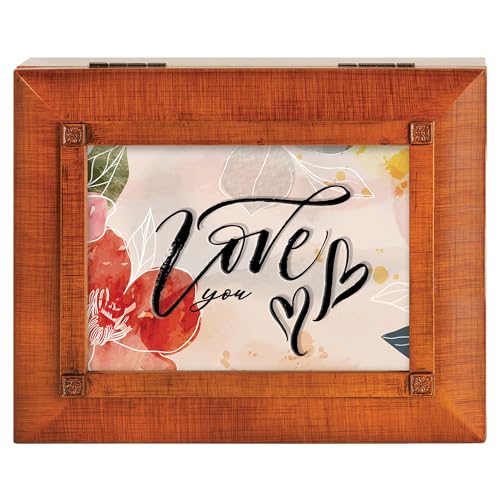 Cottage Garden JBRB17 Love You Red Floral And Woodgrain Polymer Photo Frame Keepsake Jewelry Storage Box - style: Love You