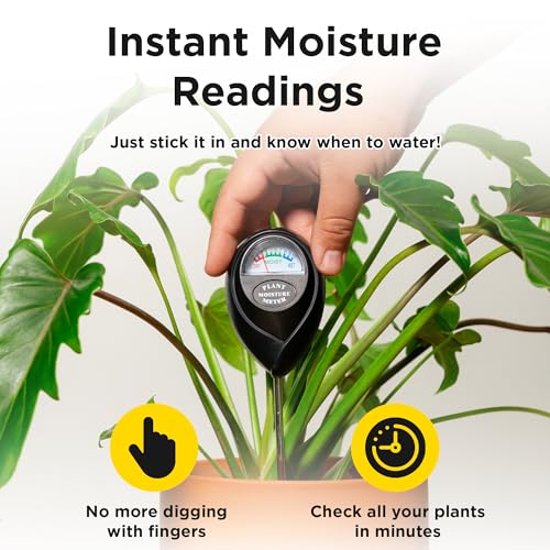 Soil Moisture Meter - Hygrometer Sensor Tool for Indoor and Outdoor Plants - Monitoring Water Levels in Soil House, Gardening, Farm, Lawn, Potted Care - No Batteries Required - Black