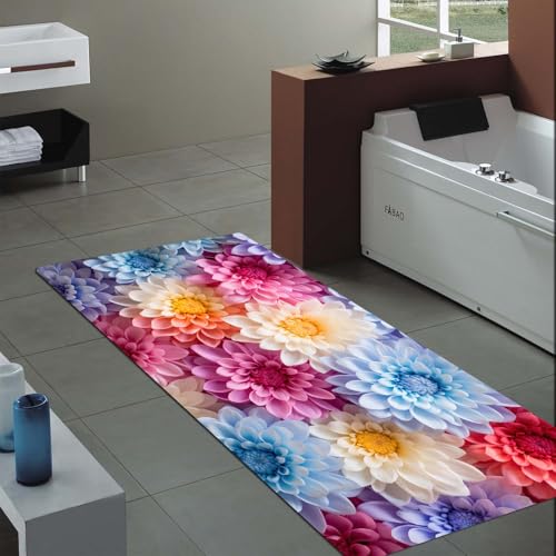 Non-Skid Low Pile Sponge Foam Door Entry Rug for Bathroom Mat,Separate Tub Shower Skid Proof Rugs, Home 3D Optical Illusion Rug Non Slip Bath Mats Welcome Mat 47 x 17.5 inches - color: Multi11