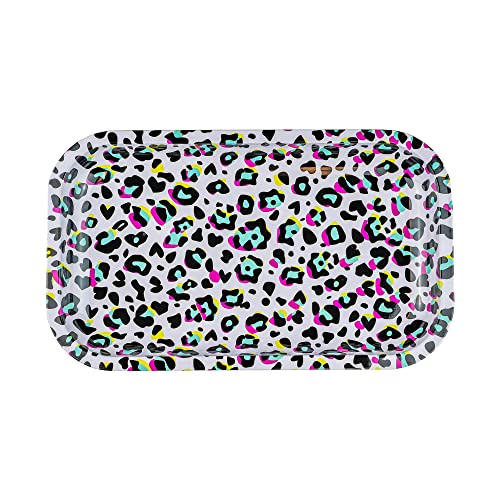 Decorative Metal Serving Tray - Cute Room Decor for Desk, Bathtub, Jewelry, Candle, Food or Coffee Table (80's Leopard Print) - color: 80's Leopard Print