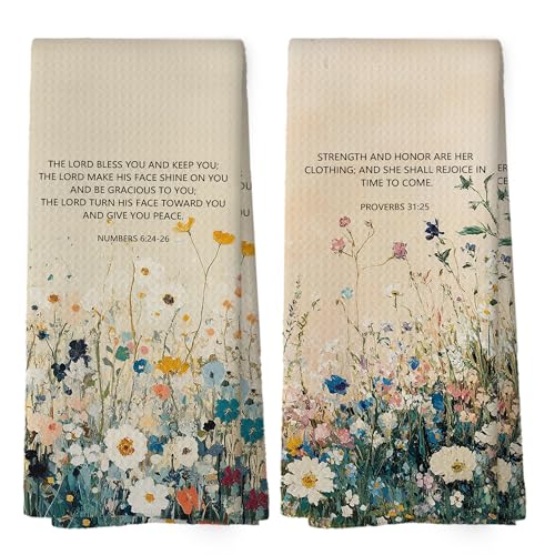 Inspirational Christian Kitchen Towels Set of 2,Baptism Gifts for Women Hand Towel, The Lord Bless You and Keep You Numbers 6:24-26 Bible Verse Decorative Tea Towel Dish Towels 16x24 Inch - color: Color 22
