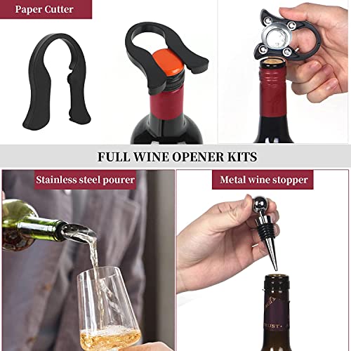 IIQ Wine Bottle Opener Corkscrew Set- Lever Corkscrew Wine Openers with Luxury Case, Foil Cutter, Wine Stopper,Pourer and Extra Spiral