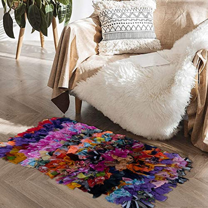 Rainbow Shag Rug Multi Color | Boho Rug for Bedroom, Kitchen, Entrance Bathroom and More | Recycled Rag chindi Shaggy Rug 20x30 Inch.