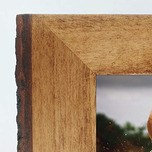 IKEREE 8x10 Picture Frames with Bark Edges, Rustic Wood Photo Frame for Tabletop or Wall Display, Natural Brown. - size: 8x10 inch