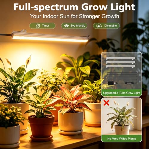 BACEKOLL Plant Stand Indoor with Grow Light, 7 Tier 49" Lighted Plant Shelf | Tree-Shaped Tall Holder with Full Spectrum Light for Indoor Growing, Sturdy Metal Rack for Home Corner, Space-Saving, Brown