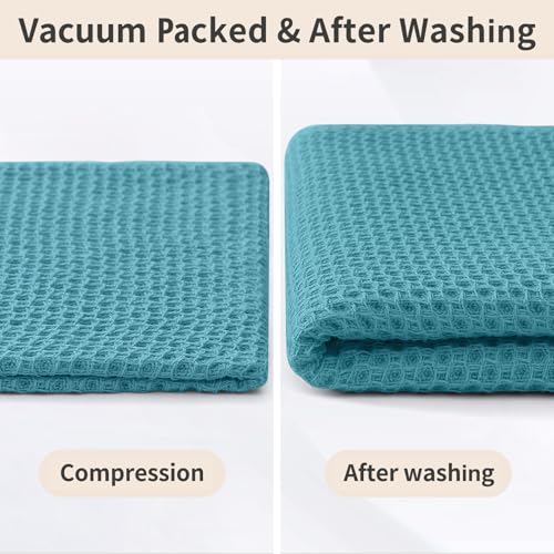 Homaxy 100% Cotton Waffle Weave Kitchen Dish Towels 9-Pack, Lake Blue | 13 x 28 Inches, Ultra Soft Absorbent Dish Towels, Quick Drying Cleaning Towels - color: Lake Blue, size: 13 x 28 - 9 Pack