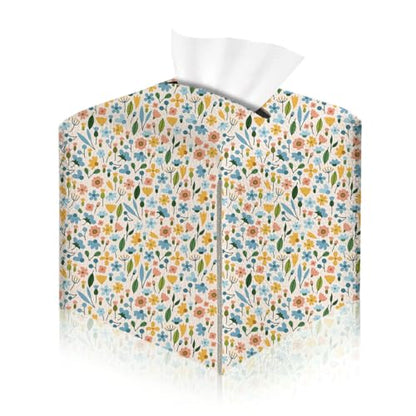 Floral Tissue Box Cover, Tissue Box Holder for Home, Bedroom 5x5IN - color: Flower 384