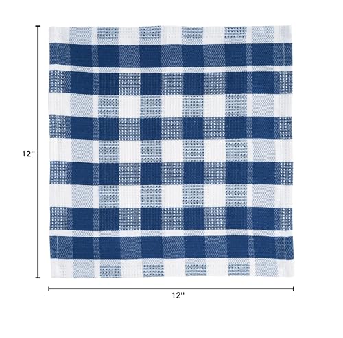 LANE LINEN 100% Cotton Kitchen Dish Cloths, Ultra Soft Absorbent Quick Drying Dish Towels, Multiweave Wash Cloths Dish Towel Sets, 12x12 Inches, 12 Pack - Navy - color: 14: Navy, size: 12"x12" - 12 Pack