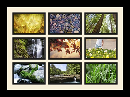 ArtToFrames Collage Photo Frame Single Mat with 9-4x6 Openings with Satin Black Frame and Blue Jay mat. - color: 9 - 4x6 - (2145), size: Blue Jay