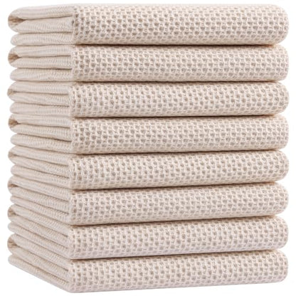Homaxy 100% Cotton Oversized Waffle Weave Kitchen Towels 8-Pack, Beige | 20 x 28 Inches, Ultra Soft Absorbent Dish Towels, Quick Drying Large Cleaning Towels - color: Beige, size: 20 X 28 - 8 Pack