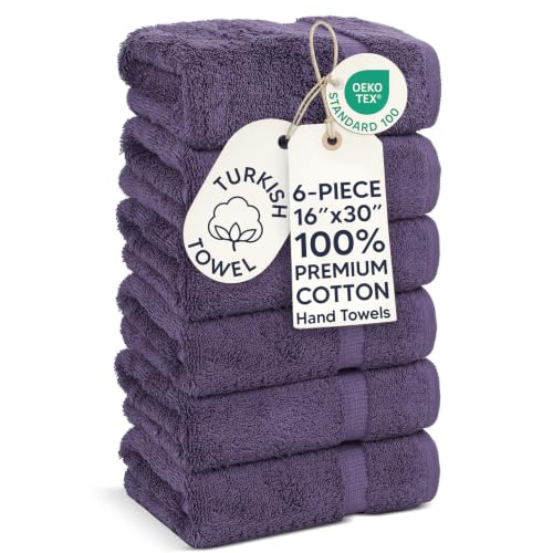 Chakir Turkish Linens | Hotel & Spa Quality 100% Cotton Premium Turkish Towels | Soft & Absorbent (6-Piece Hand Towels, Plum) - color: Plum