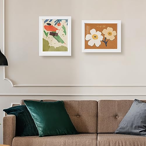 Shadow Box Frame 8x10 - 3 Pack Wood Deep Shadowbox with Glass Shadow Boxes Display Cases Suitable for Photos, Dried Flowers, Handicrafts Picture Frames for Wall (White) - size: 8x10-3pcs-white